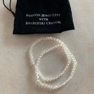 Pair of Swarovski Crystal Bead Bracelets w/original black velvet pouch
